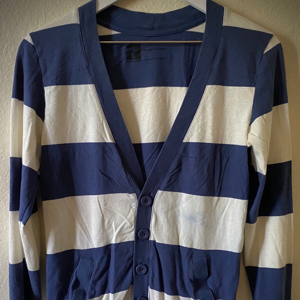 Striped (White/Blue) Cardigan